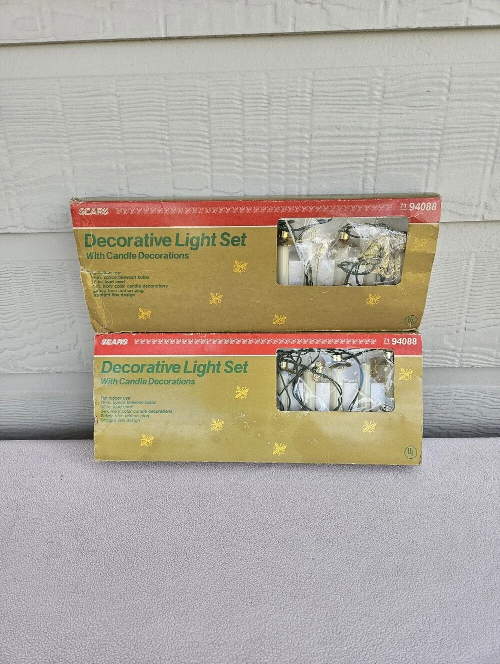 VTG Sears Decorative Christmas Light Set Dripping Candle White Gold Plug-In